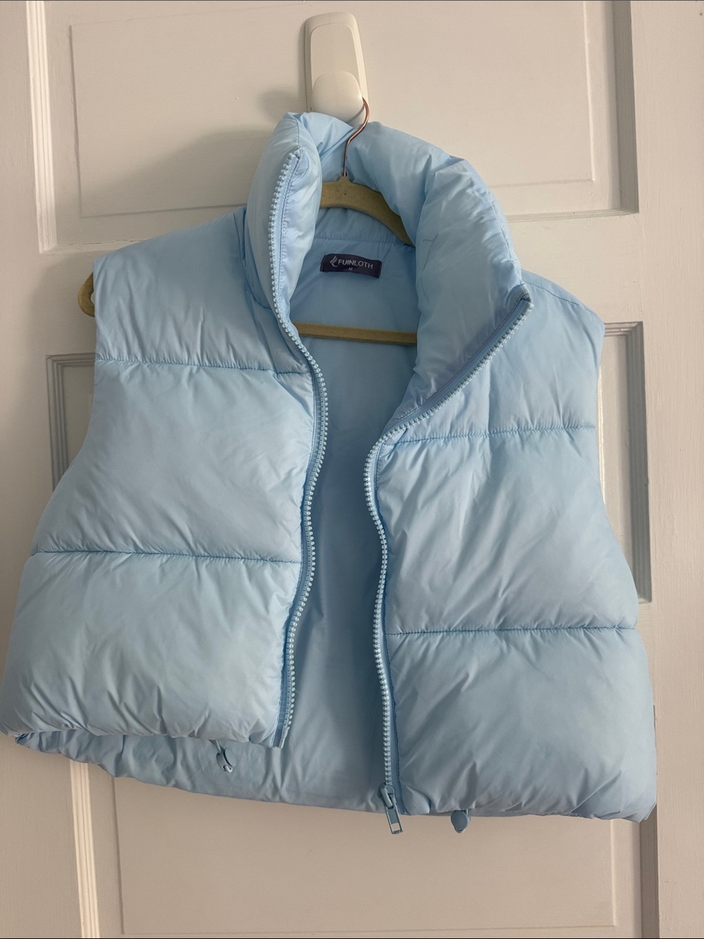 Light Blue Women’s Cropped Puffer Vest Jacket - Fun & Cozy Layer